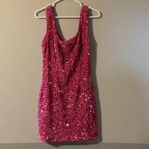 12th Tribe Pink Sequin Mini Dress
